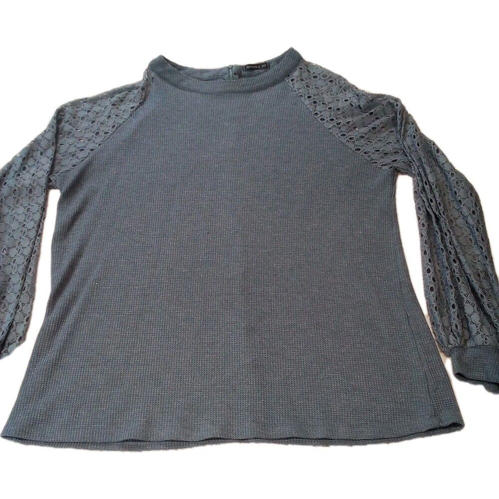 Women's Miholl Blue Thermal Shirt With Lace Long‎ Sleeve  Shirt Size XXL